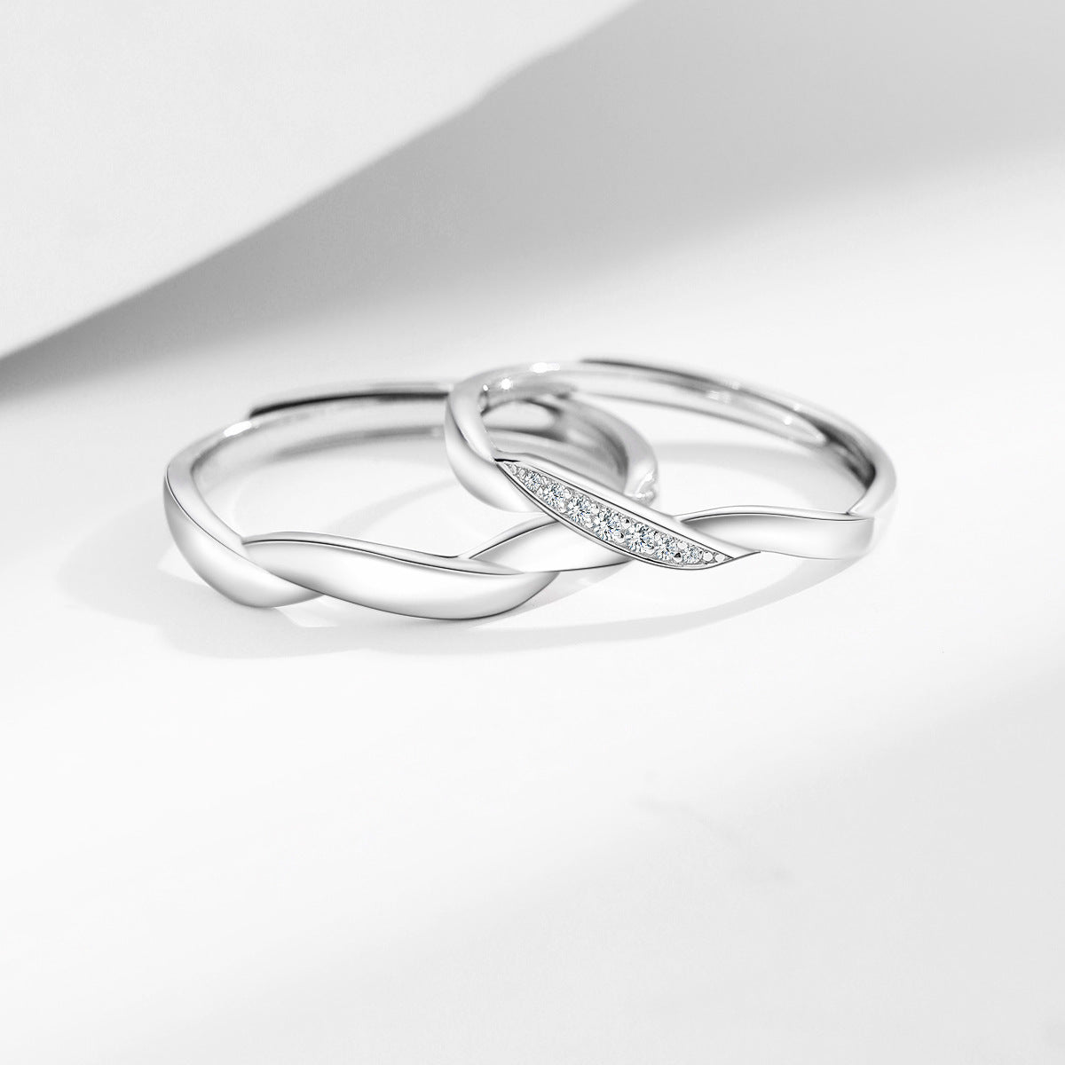 Planderful Love Together Couple Ring – Light Luxury Sterling Silver Pair