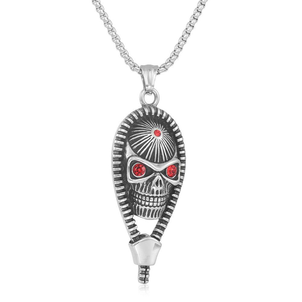 European And American Stainless Steel Skull Pendant Punk Necklace