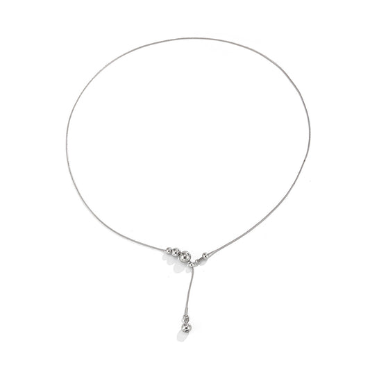 Titanium Steel Bead Y-Shaped Necklace
