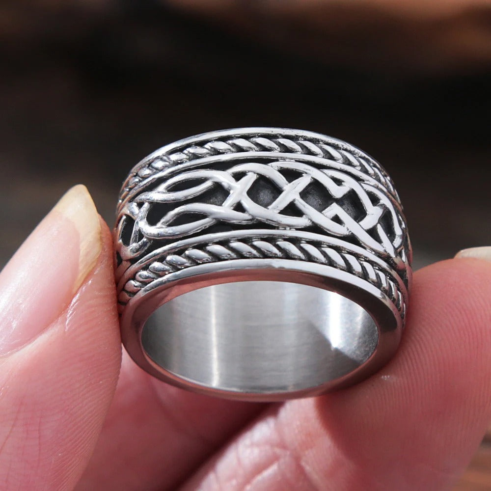 Planderful Titanium Steel Ring For Men Celtic Dragon Pattern Durable Everyday Genie Statement