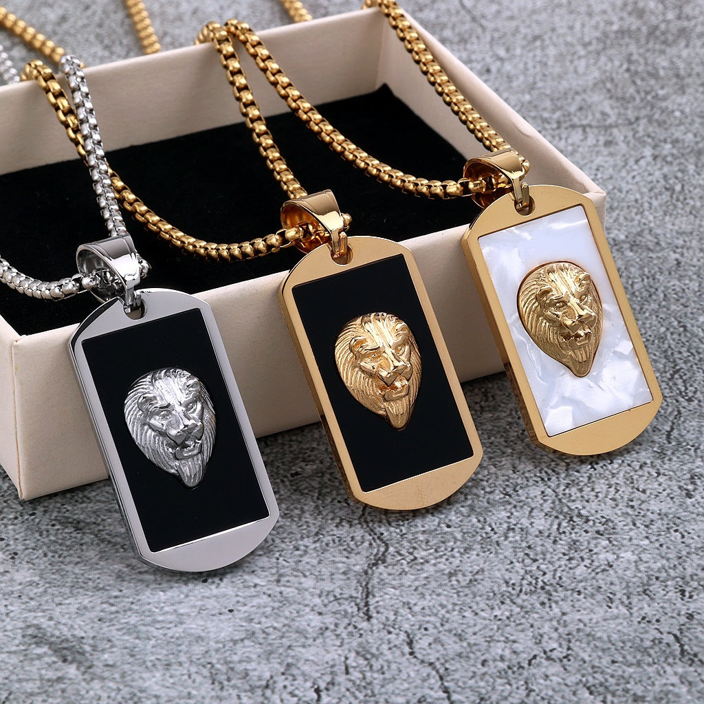 Vintage Lion Stainless Steel Pendant Necklace