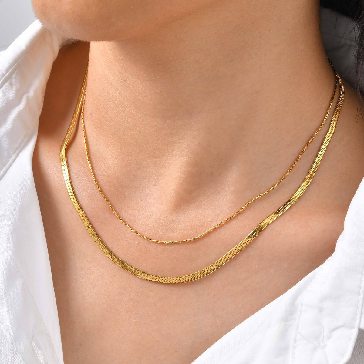 Stainless Steel Multi-Layer Stacked Blade Chain Hammer Round Chain Pendant Necklace