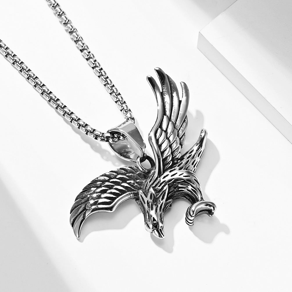 Stainless Steel Eagle Necklace Planderful Unisex Titanium Wing Pendant Personalized Gift Of Protection