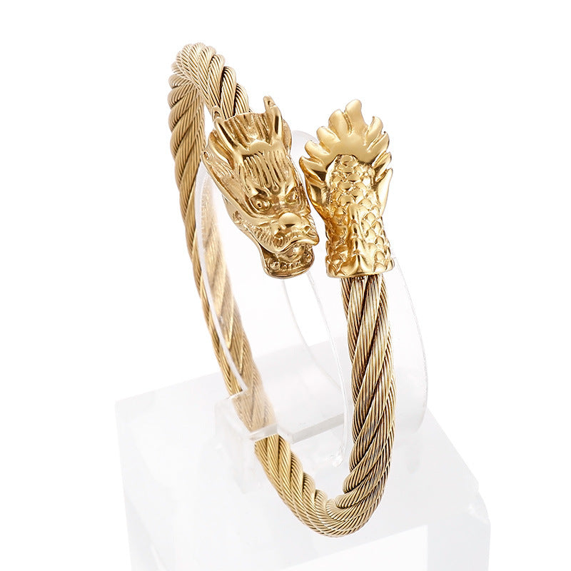 Punk Vacuum Electroplated 18k – Single Weiya Line Dragon Head Bracelet