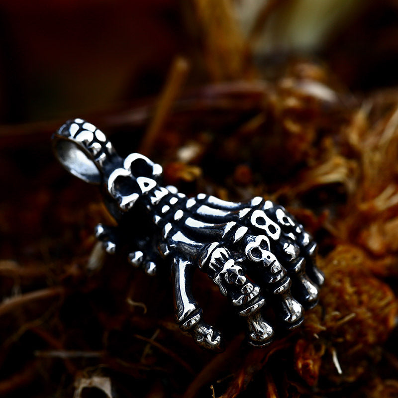 Punk-Inspired Titanium Steel Skull and Bone Pendant Jewelry for Men - Wholesale Retro Style