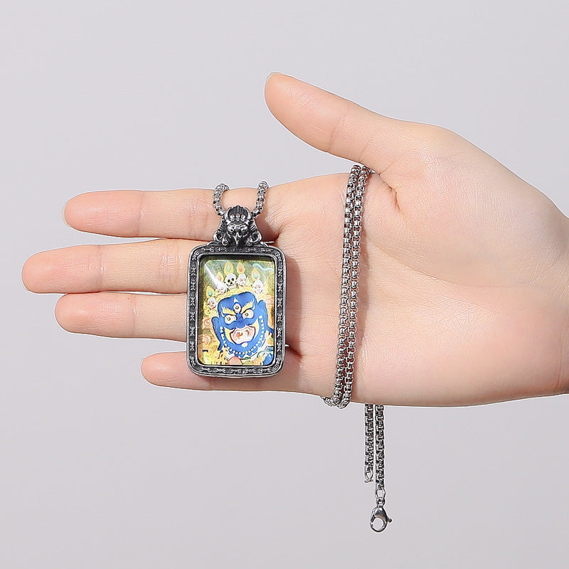Steel Necklace – Vintage Ethnic Thangka Pendant