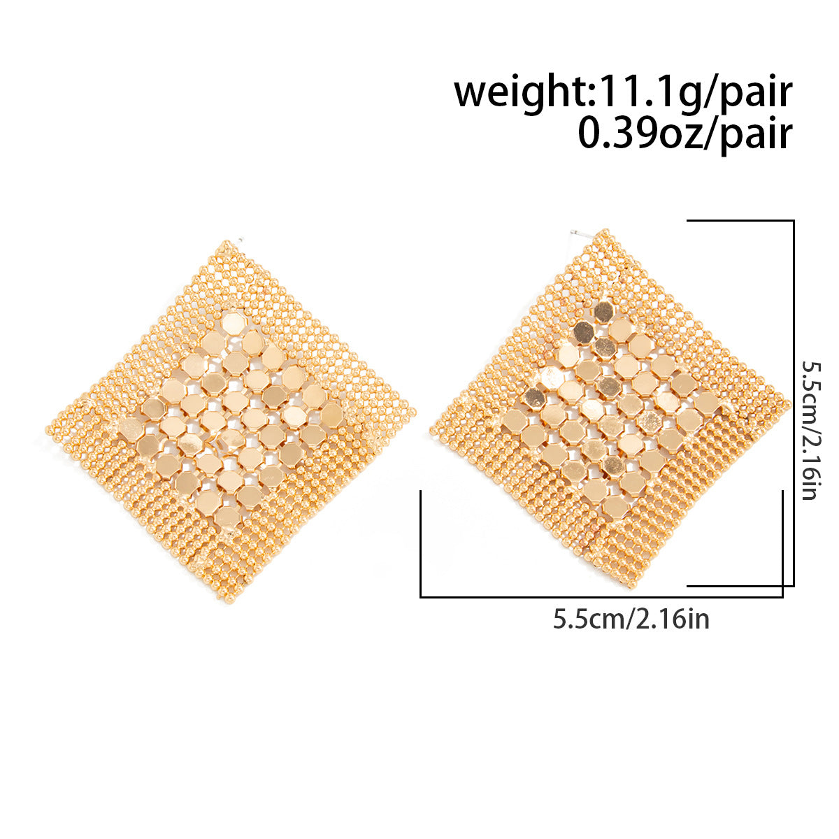 Geometric Rhombus Mesh Earrings By Planderful Vienna Verve For Modern Women Statement Jewelry