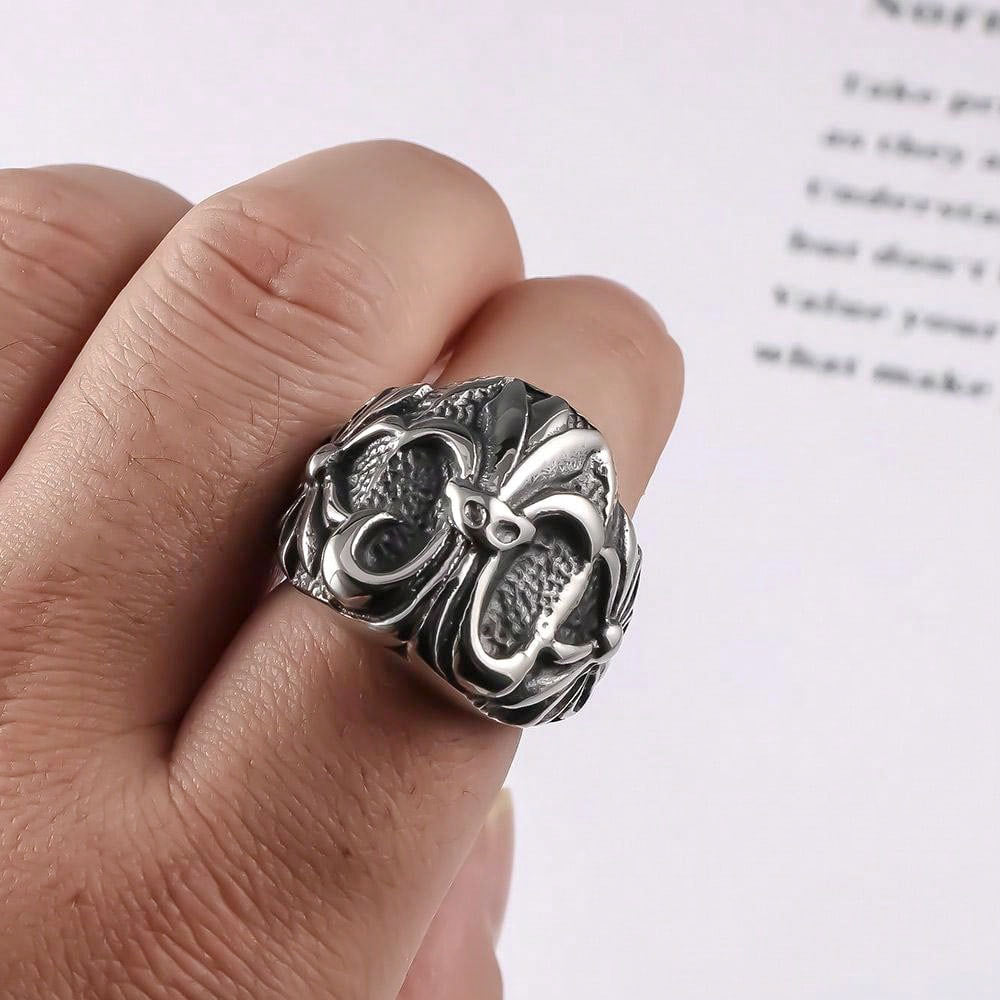 Punk Mysterious Pattern Titanium Steel Ring Male – Rice Flower Ring
