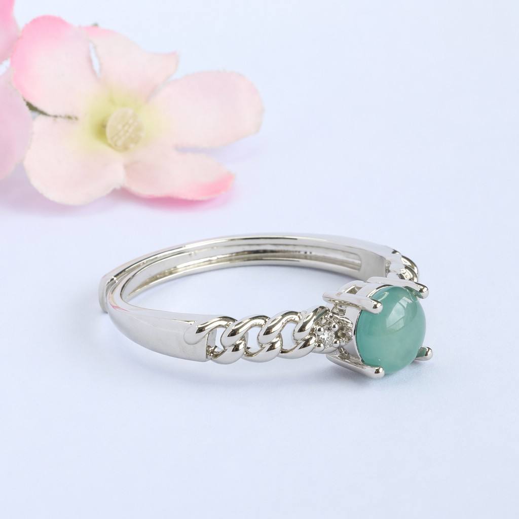 Blue-Water Jadeite Twisted Ring