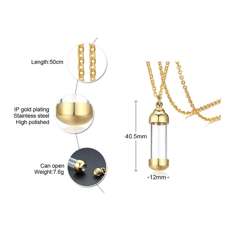 Stainless Steel Glass Pendant Perfume Bottle Jewelry Wholesale