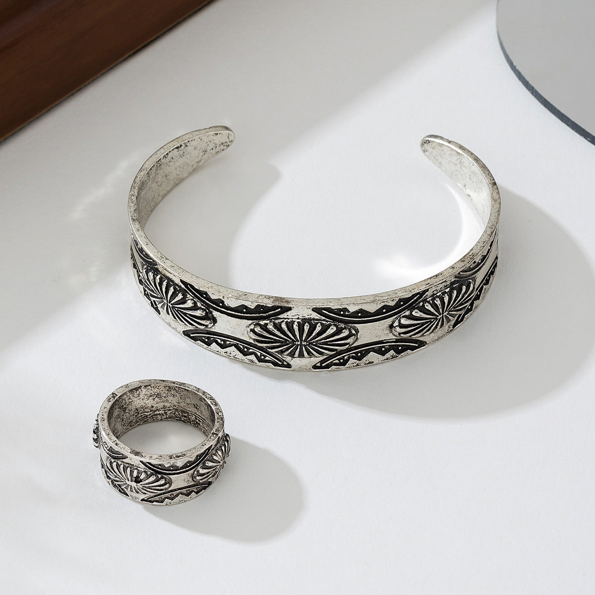 Fashionable Retro Black Lace Lotus Jewelry Set for Women