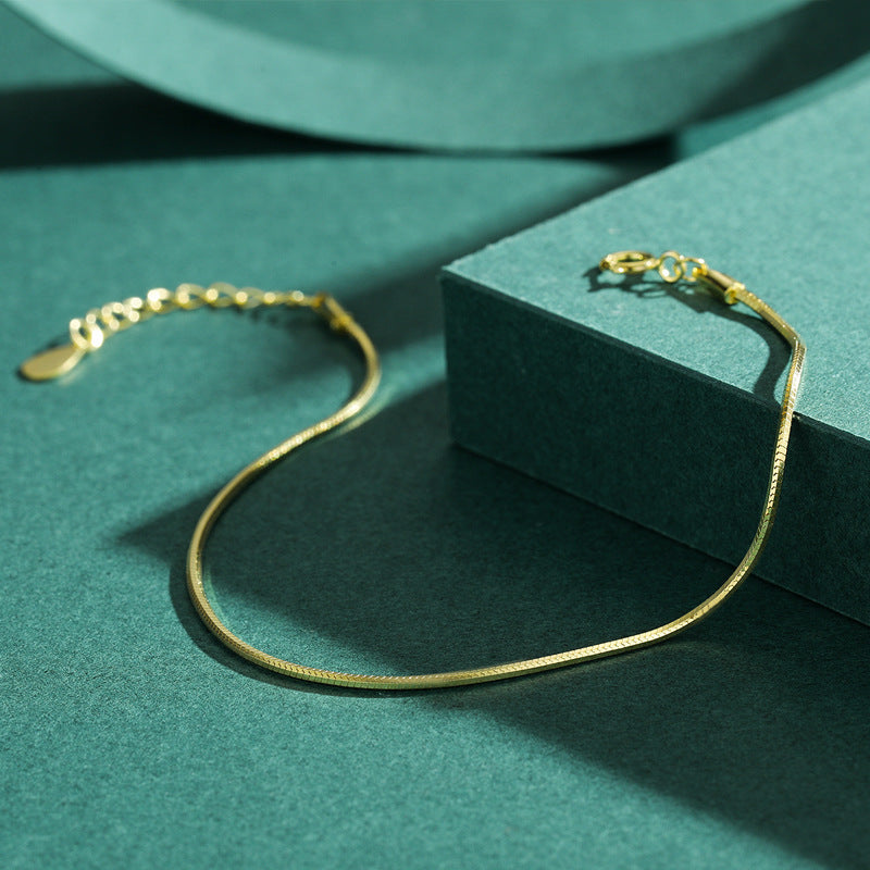 S925 Sterling Silver Snake Bone Chain Bracelet Women's Jewelry