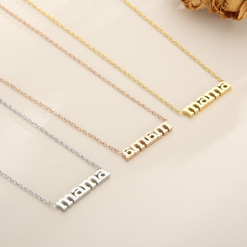 Source Factory 18k Gold Electroplated Stainless Steel Mama Letter Pendant Necklace Mother'S Day