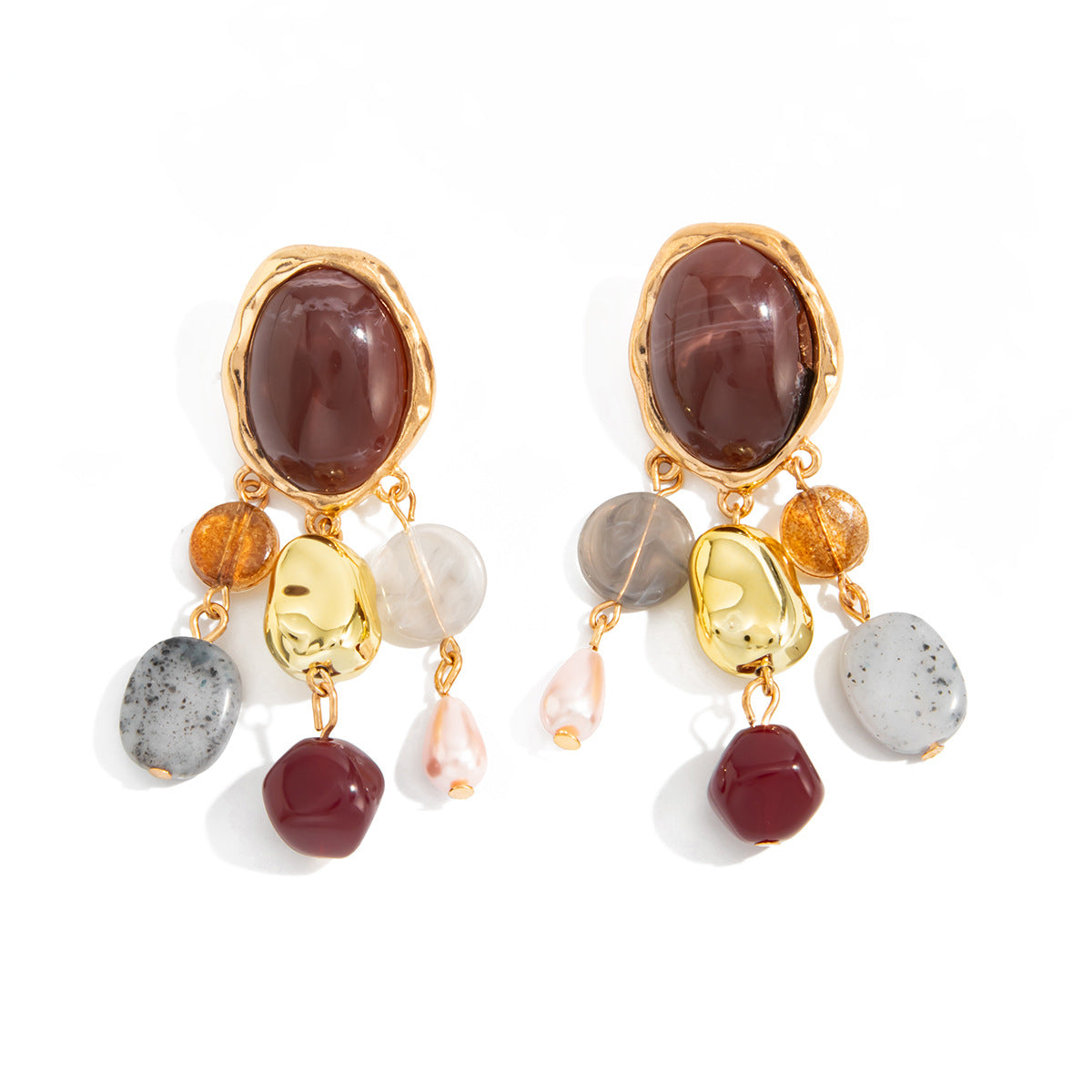 Planderful Maillard Retro Beaded Fringe Stud Earrings For Women Versatile Statement Jewelry Vienna Verve