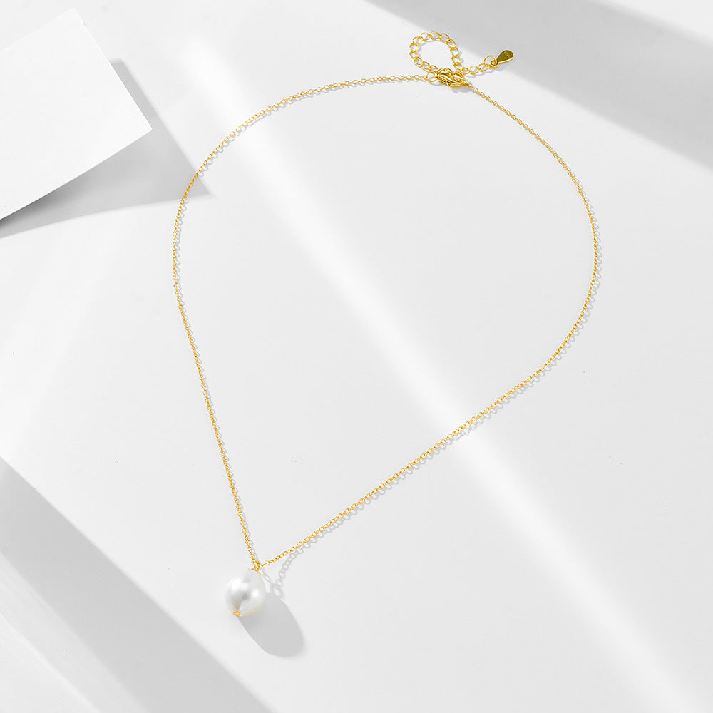 Single Pearl Pendant Necklace Natural Baroque Freshwater