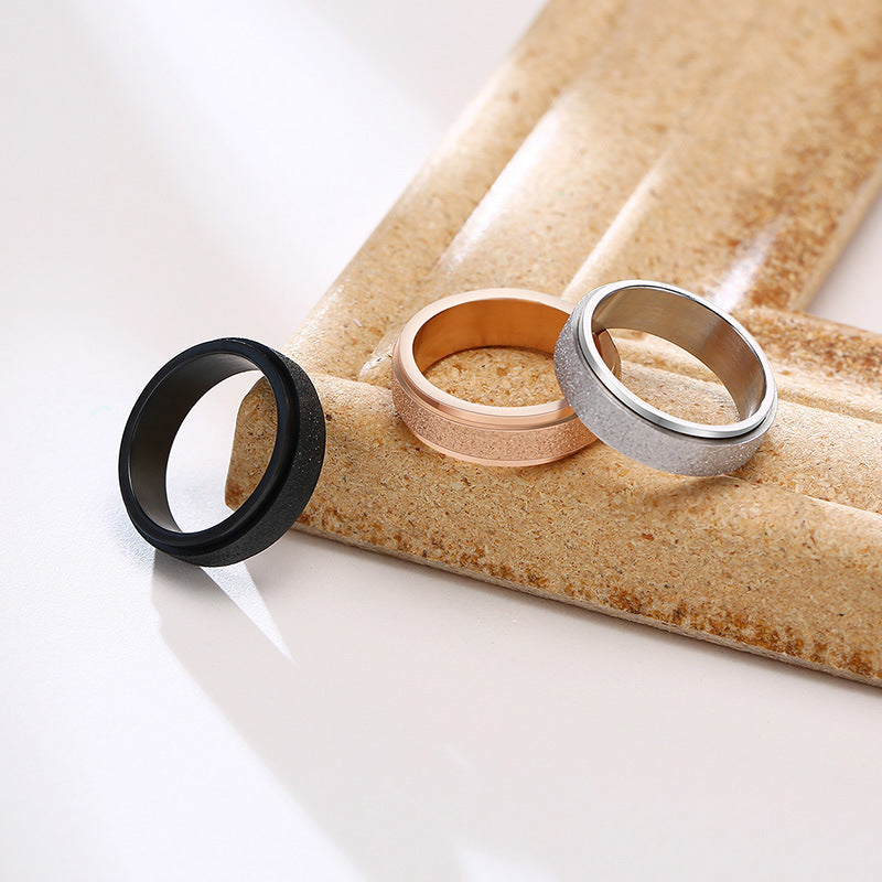 Stainless Steel Titanium Steel Ring Men's Rotating Colorful Glitter Jewelry