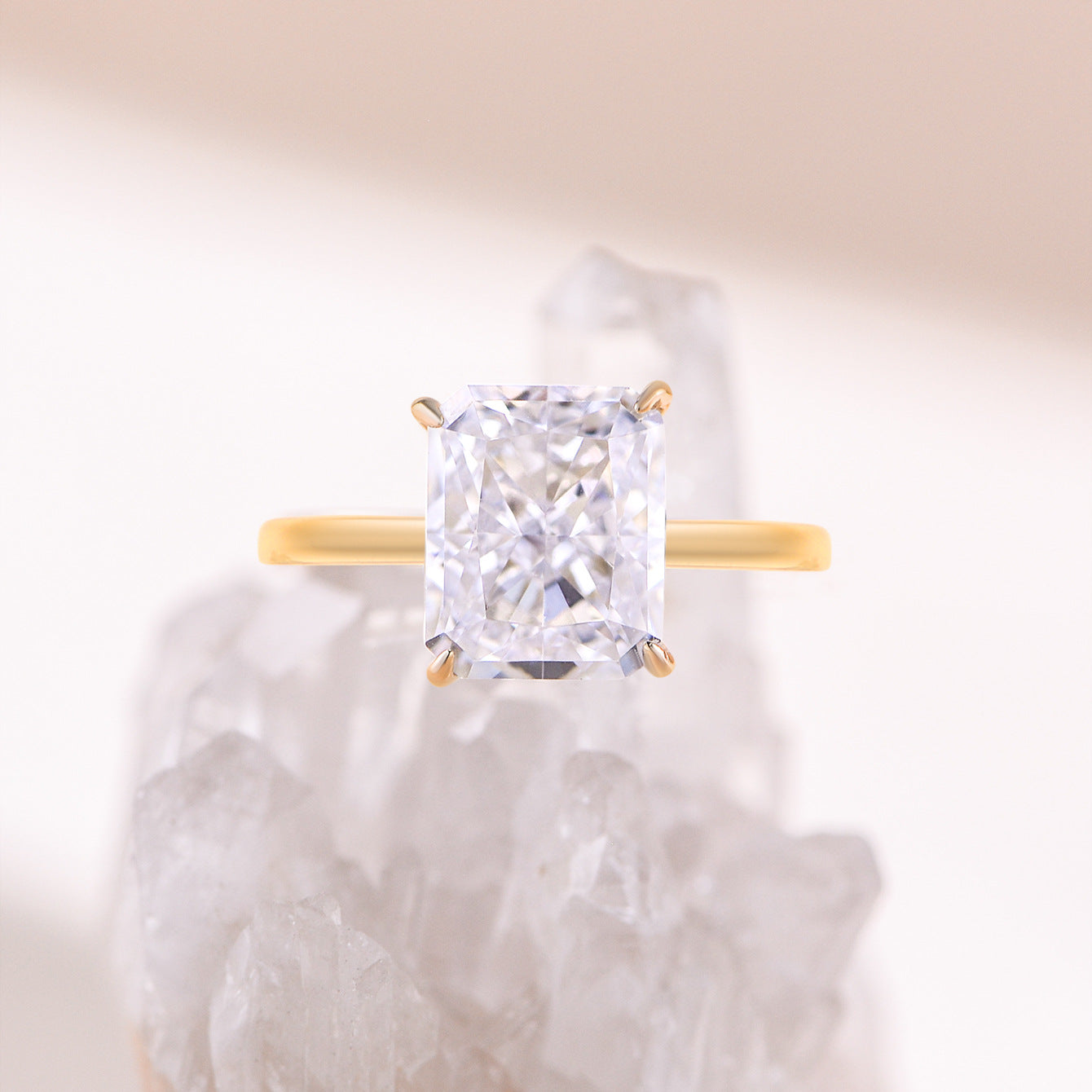 Planderful S925 Sterling Silver Ring With Ice Flower Cut Zircon 8x10mm For Women Elegant Jewelry