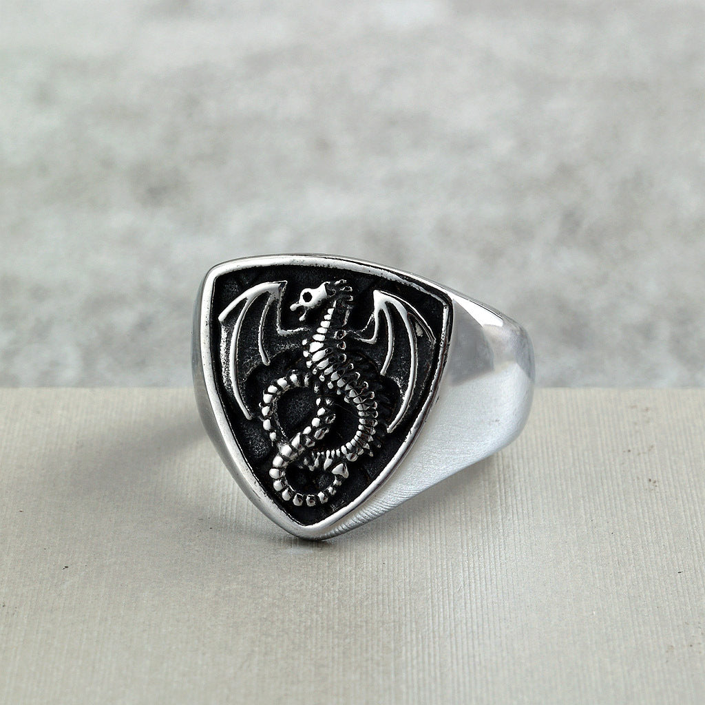 Vintage Dragon Stainless Steel Men's Ring