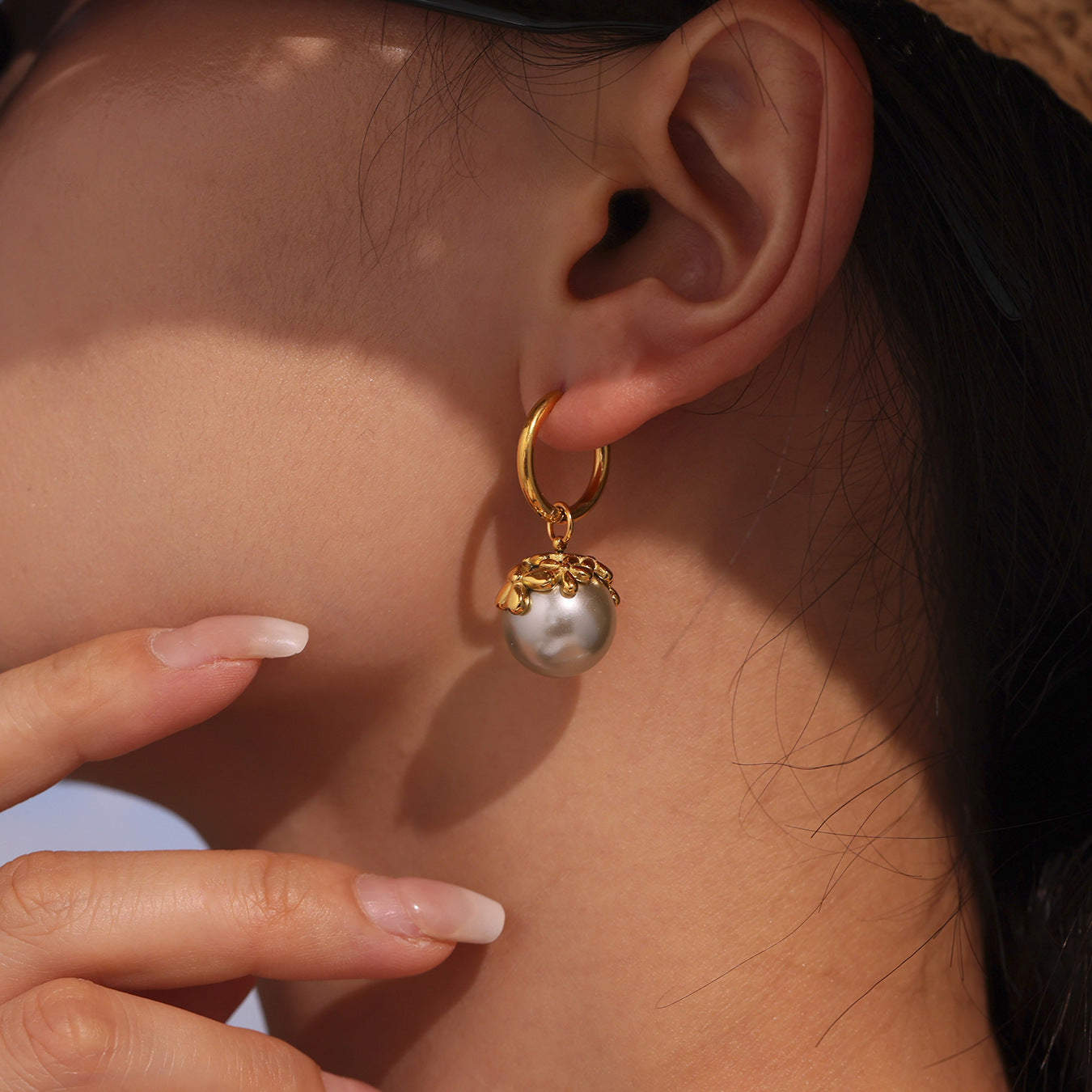 Planderful Seamless Bead Flower Earrings 18K Gold Women