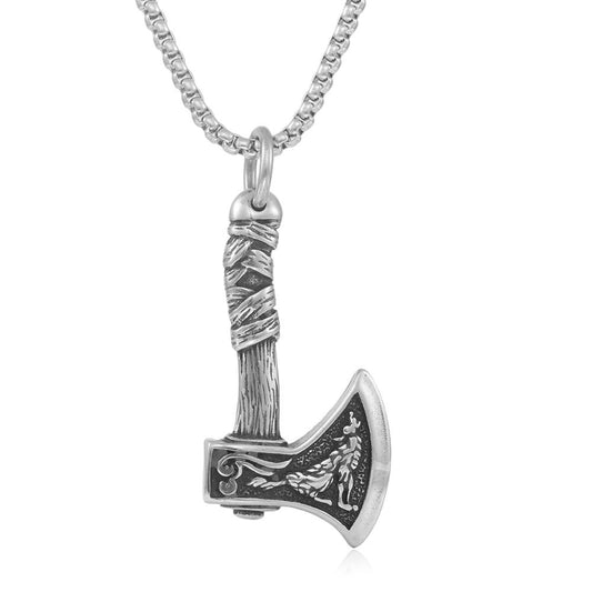 European And American Stainless Steel Axe Pendant Necklace