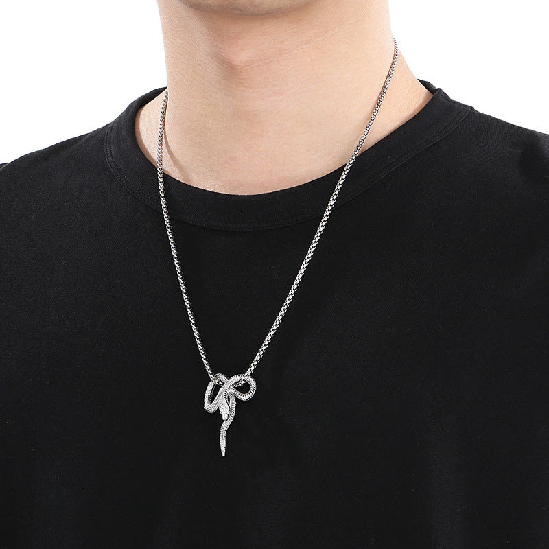 Planderful Snake Pendant for Men Titanium Steel Punk Style