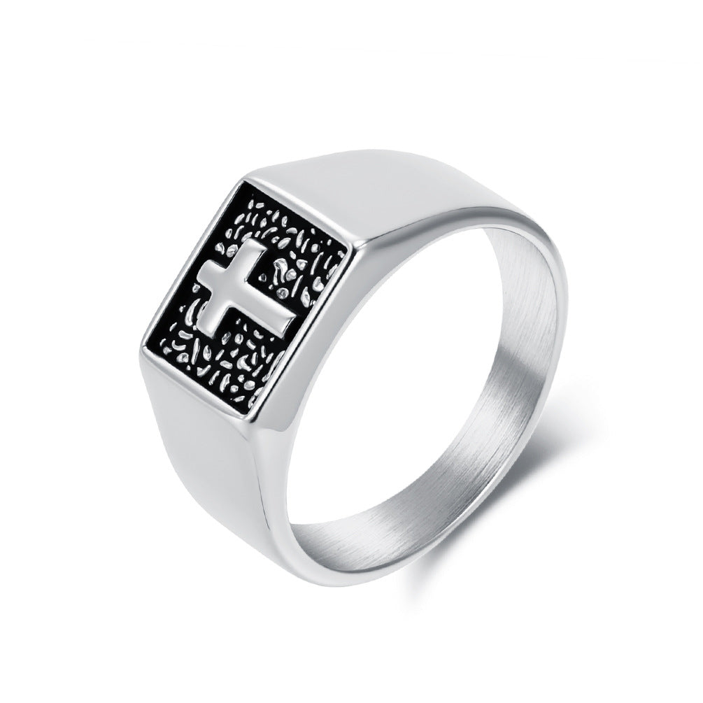 Steel Ring – Statement Men's Cross Ring