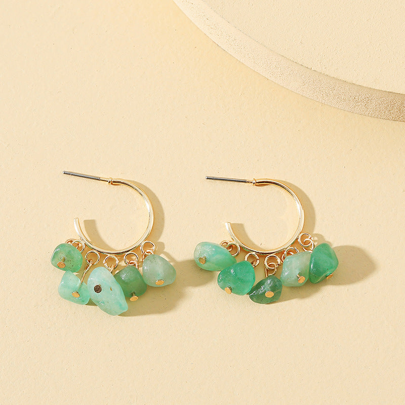 Enamel Gravel Earrings with C-Shaped Stones - Vienna Verve Collection by Planderful