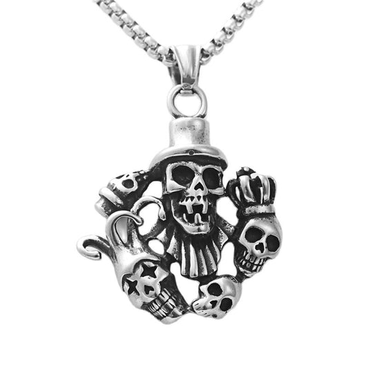 Customizable Titanium Steel Skull Pendant Necklace - Retro Punk Clown Design for Men