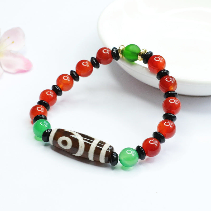 Tianzhu Bead and Chalcedony Agate Bracelet in Sterling Silver