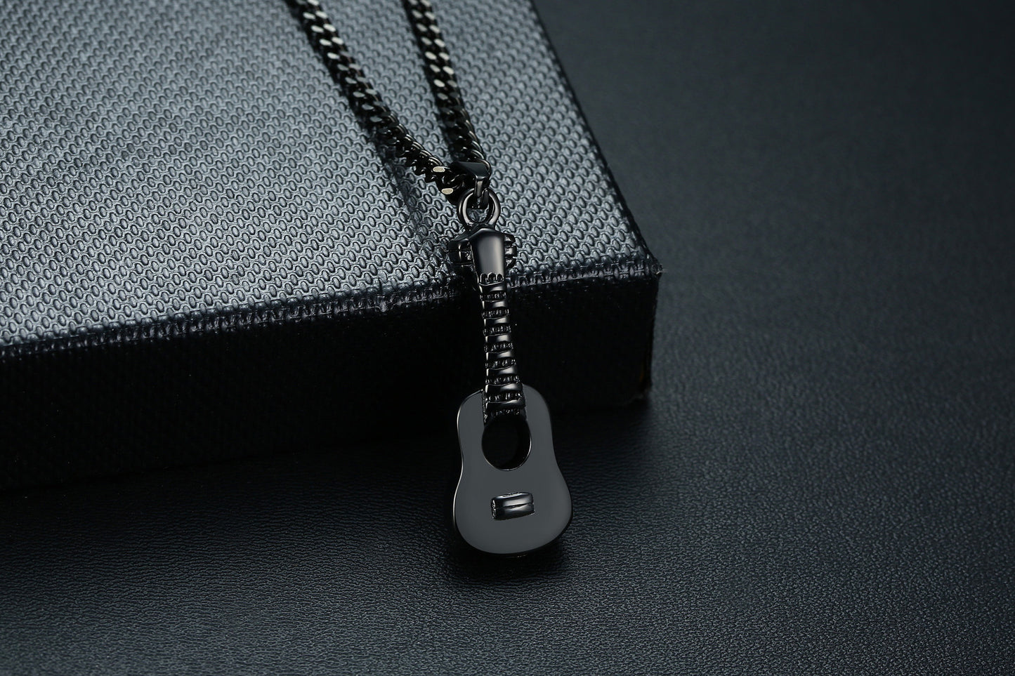 Titanium Steel Openable Urn Guitar Pendant Necklace for Men