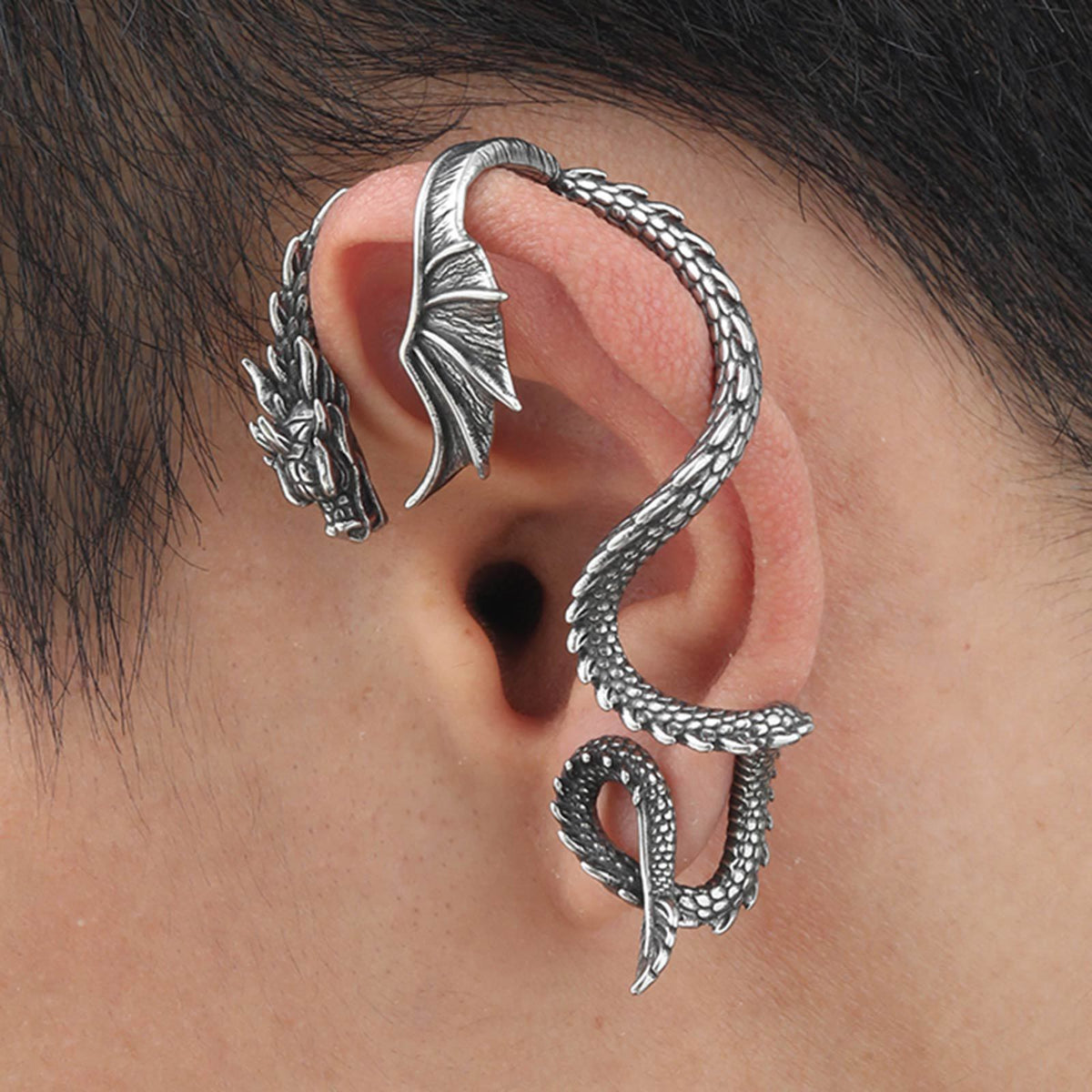 Dragon Stainless Steel Earring — Left Ear