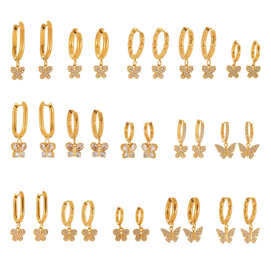 Planderful Zircon Earrings Butterfly Pendant For Fairy Fans