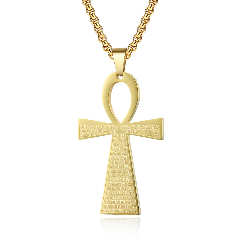 Vintage Cross Stainless Steel Men's Pendant Necklace