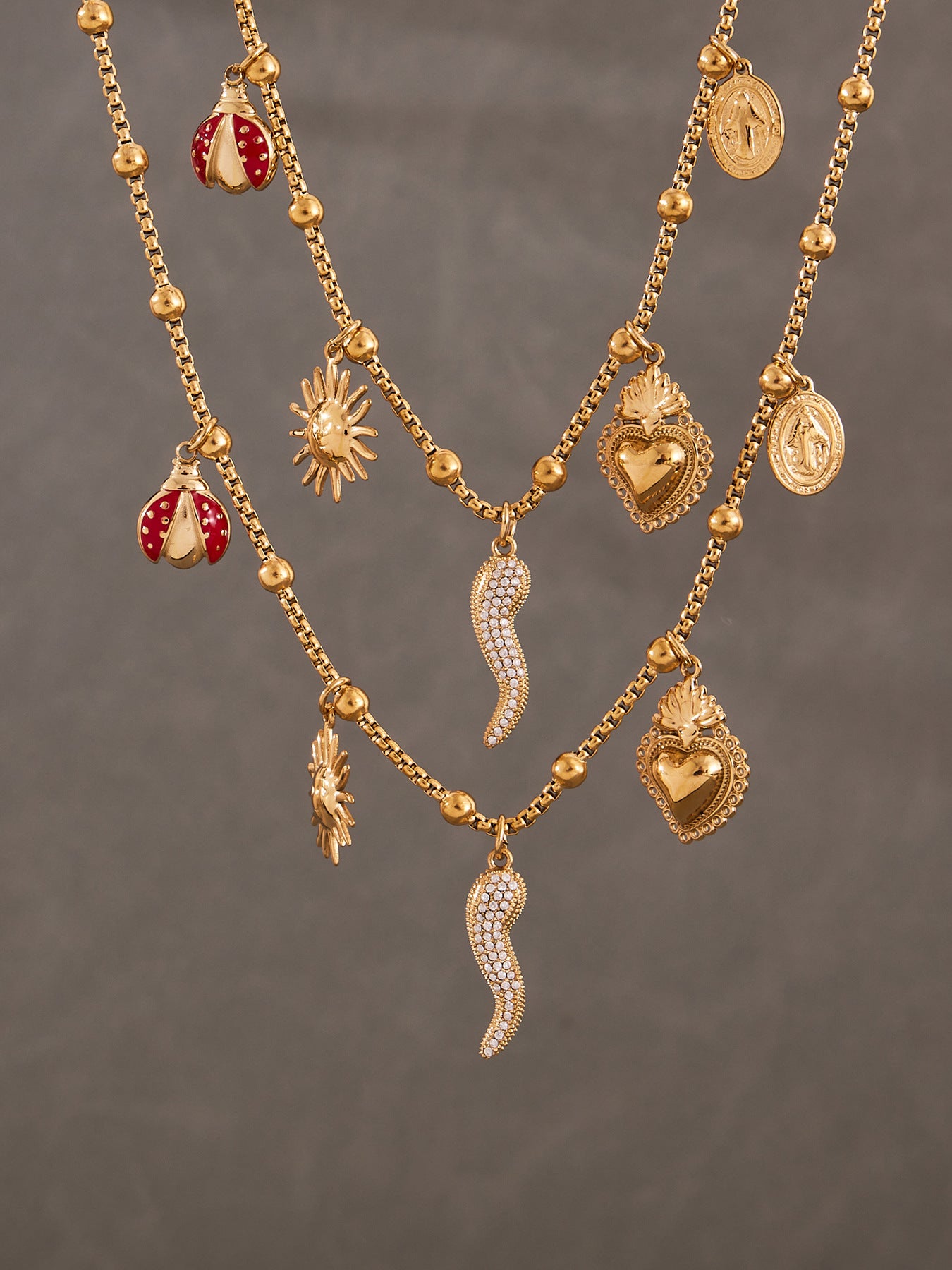 Planderful Gold Plated Pepper Crown Necklace Zircon Women