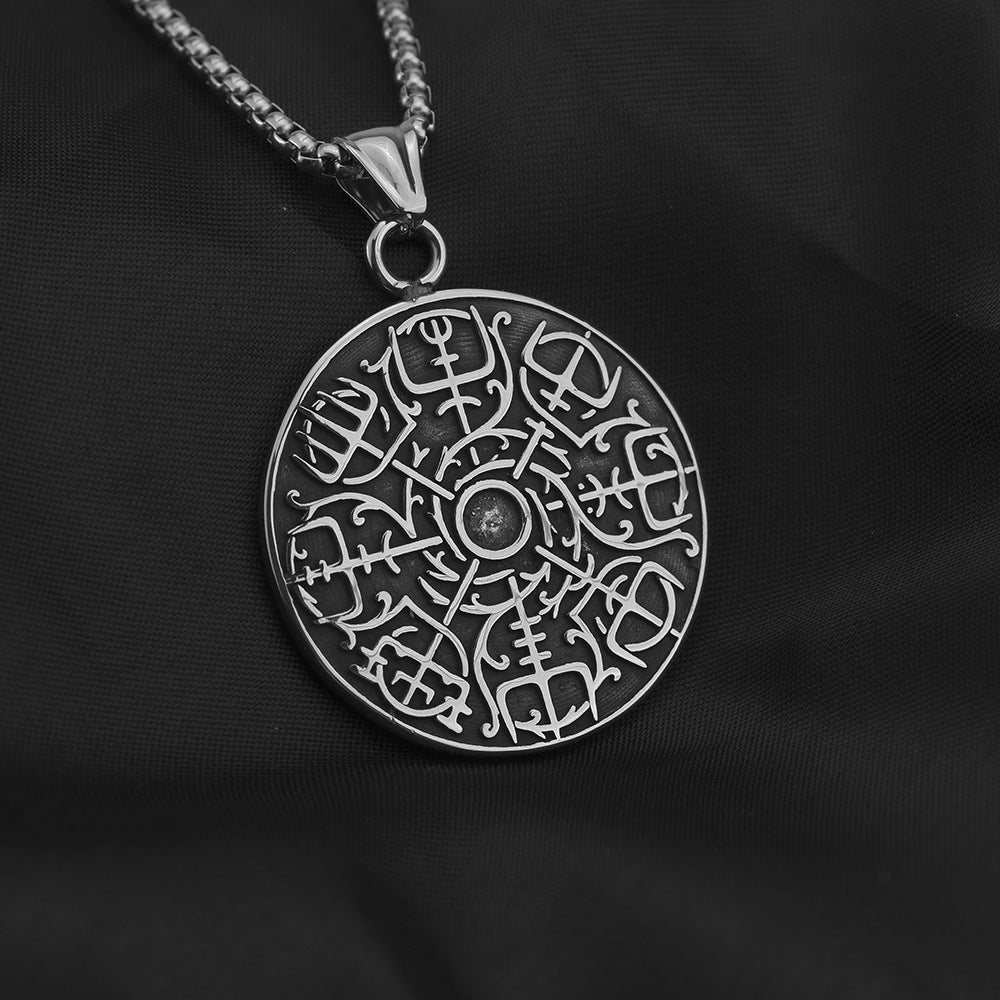 Planderful Norse Legacy Viking Compass Pendant For Men In Durable Stainless Steel Titanium Retro Necklace