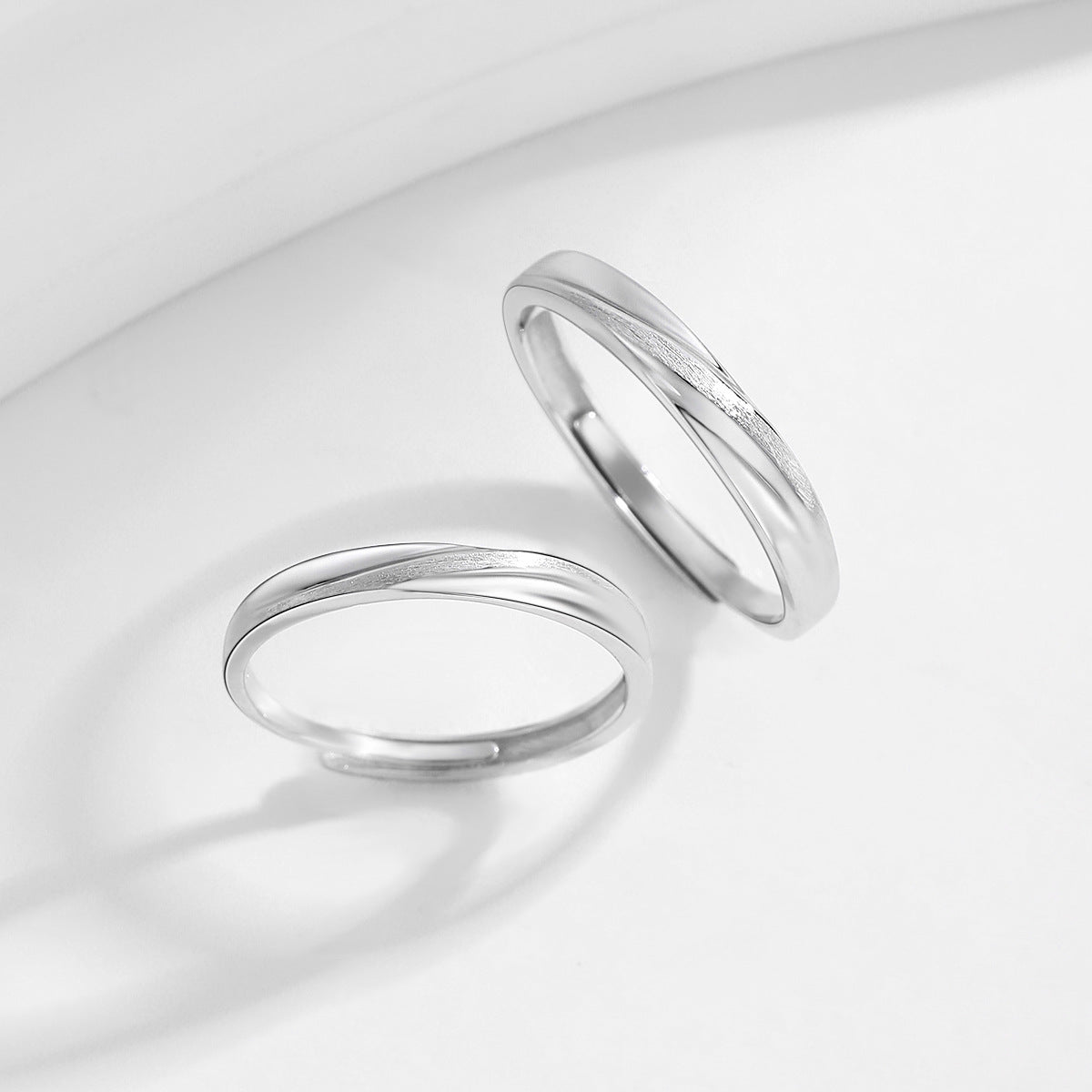 Planderful Everyday Genie – 925 Sterling Silver Twin Knot Couple Rings for Niche Light Luxury