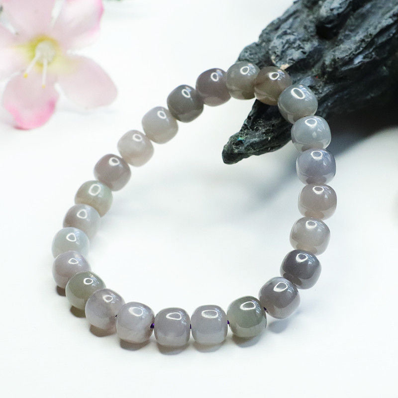Smoke-Purple Hetian Jade Vintage Bead Bracelet