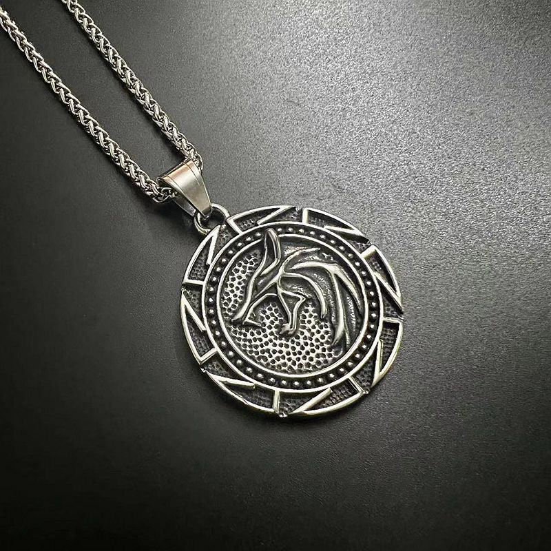Viking Wolf Head Necklace Premium Titanium Steel Gold Plated Pendant Planderful Unisex Viking Jewelry