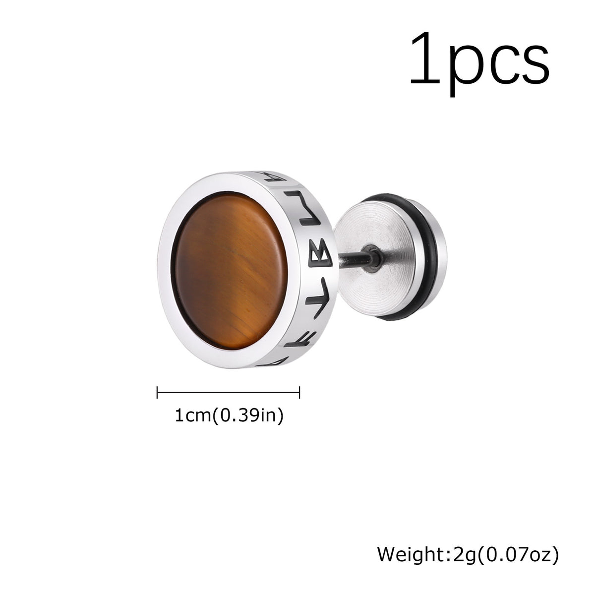 Stainless Steel Tiger's Eye Viking Black Earrings
