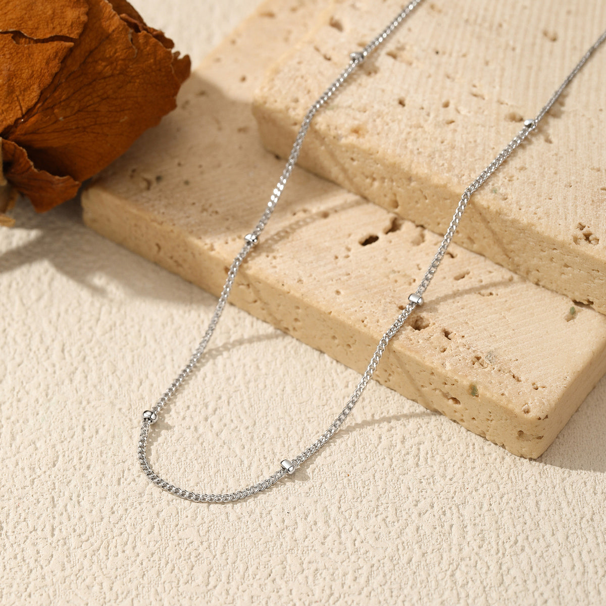 925 Sterling Silver Beaded Necklace