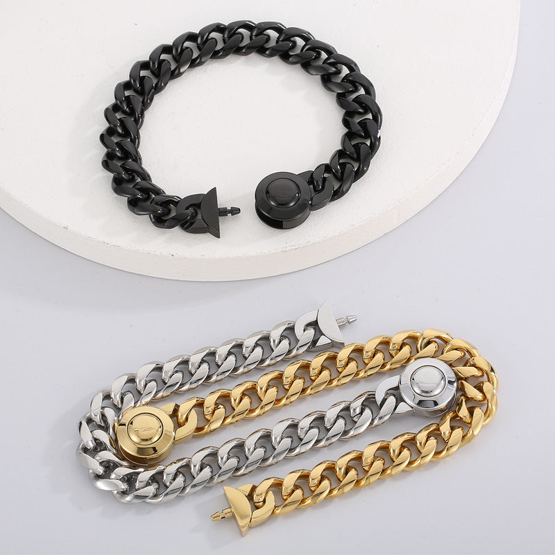 Bracelet Of The – Cnc Zircon Cuban Chain Titanium Steel Men's