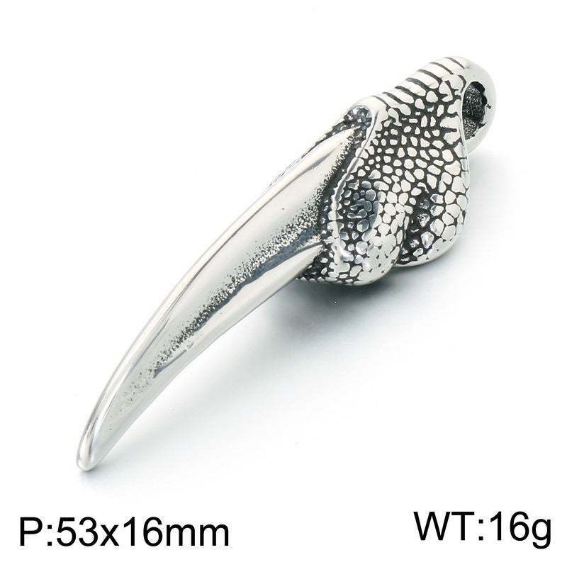 Punk Hip Hop Style Stainless Steel Wolf Tooth Shape Men's Pendant Skull Necklace