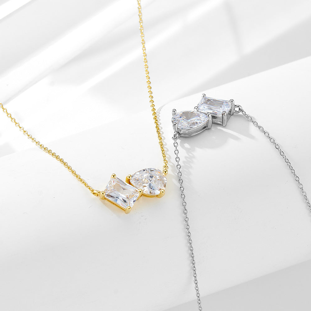 S925 Sterling Silver Pear-Shaped Zircon Pendant Necklace