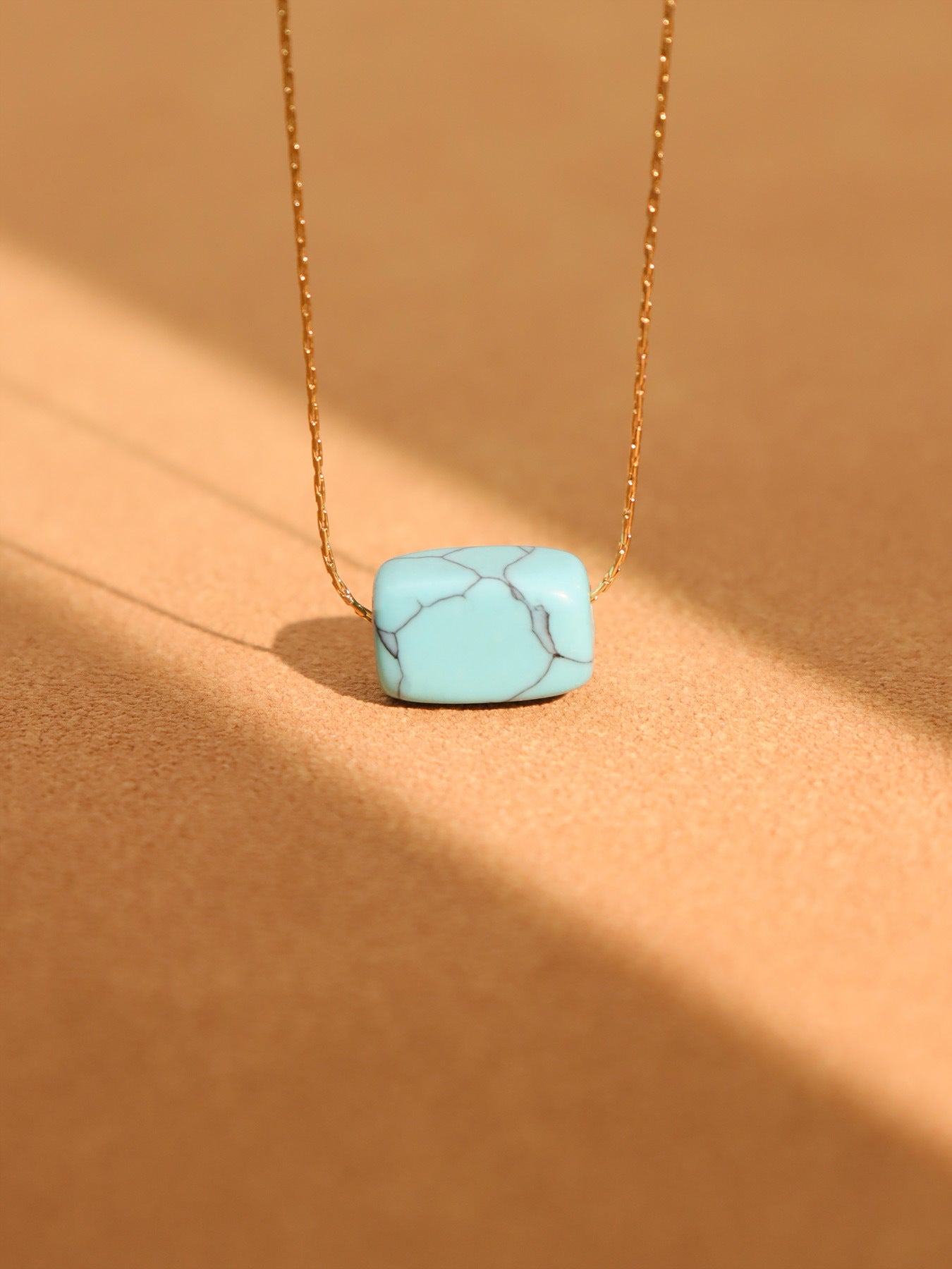 Planderful Turquoise Rectangular Pendant Necklace For Women