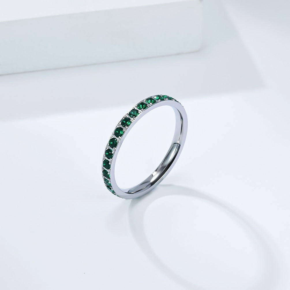 Planderful Titanium Steel Zircon Ring For Women Full Zircon Inlaid Light Luxury High End Niche Design