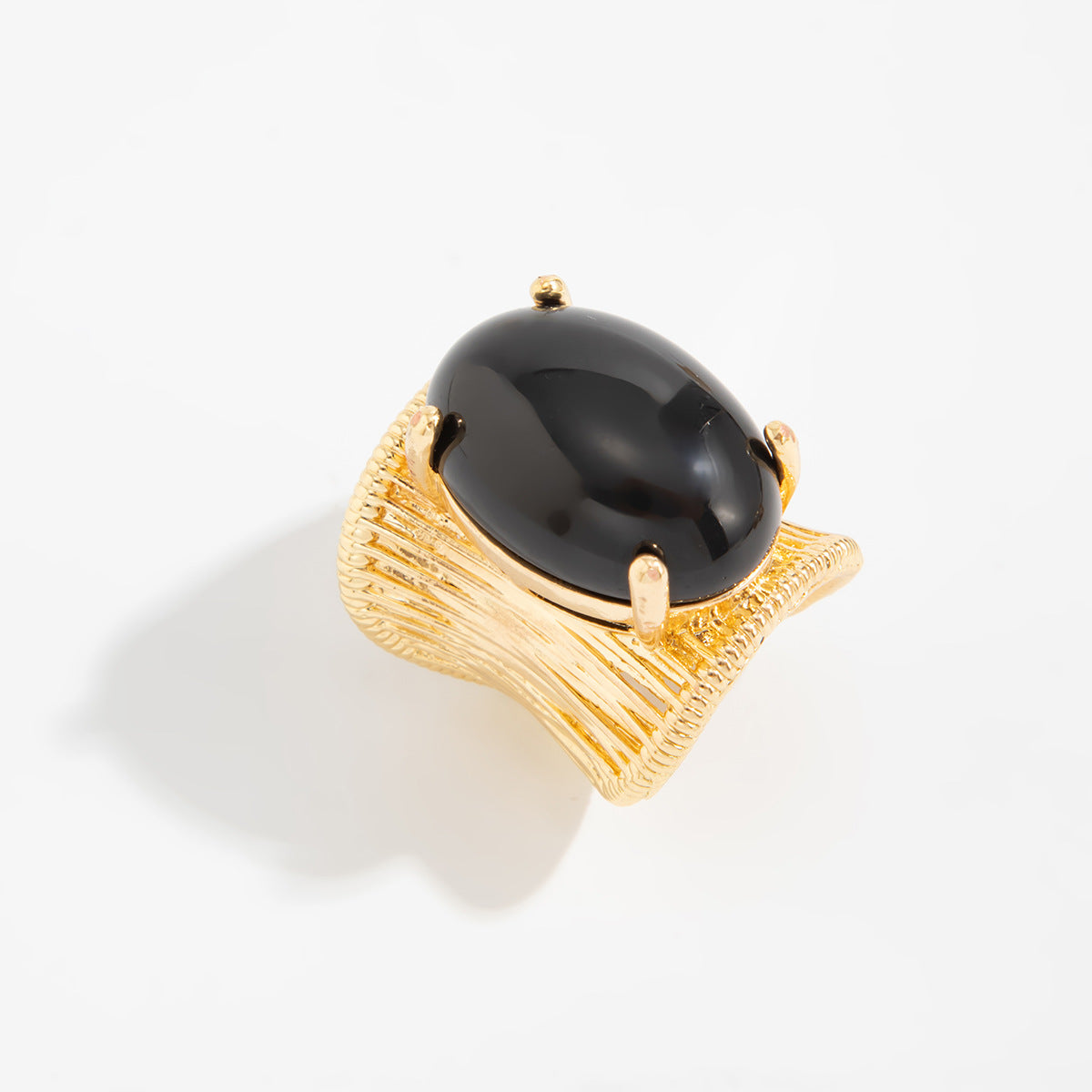 Planderful Geometric Open Ring For Women Brushed Metal Statement Vienna Verve Maillard Stone