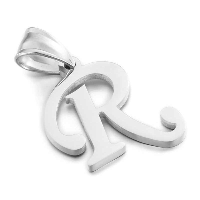 Men's And Women's Letter Pendants, Stainless Steel Glossy 26-Letter Titanium Steel Necklace