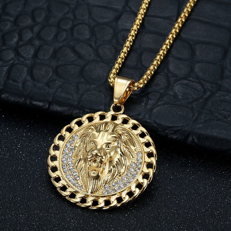 Planderful Everyday Genie Lion Head Cuban Chain Necklace Stainless Steel For Hip Hop Fans