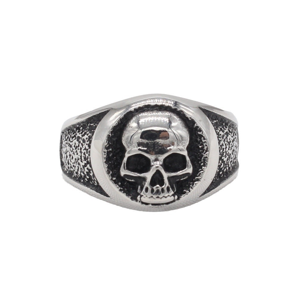 Planderful Jewelry Skull Ring For Men In Titanium Steel With Retro European American Style