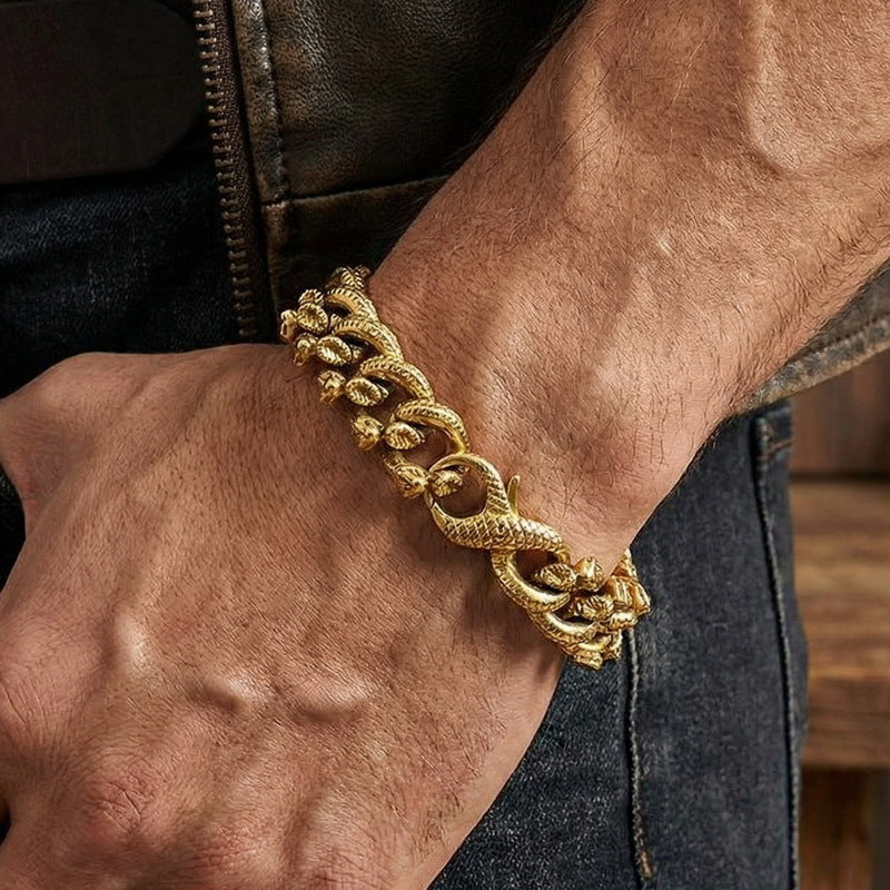 Halloween Full Of Snake Figure-Eight Buckle – Dark Winding Small Snake Man Stainless Bracelet